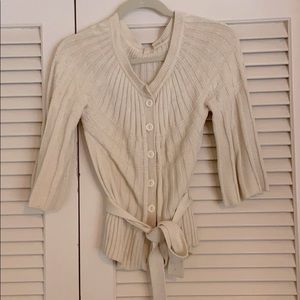 White button sweater belt sz small by moth